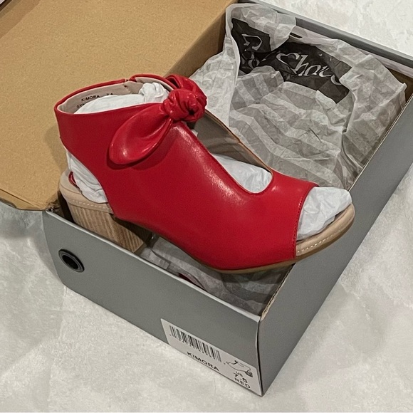 Good Choice Kimora Red Bow Detail Open-Toe Block Heel Shooties Sz 7.5 BNWB - Picture 6 of 8